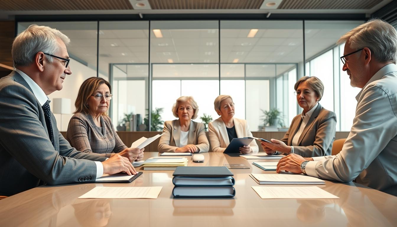 Family reviewing legal documents